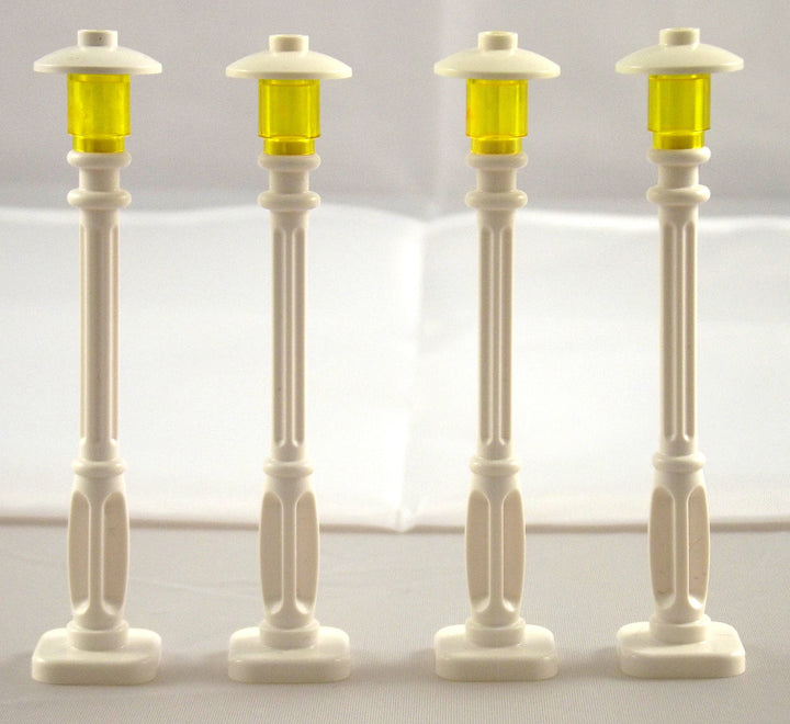 LEGO CITY - 4 Laternen weiss mit gelber Lampe