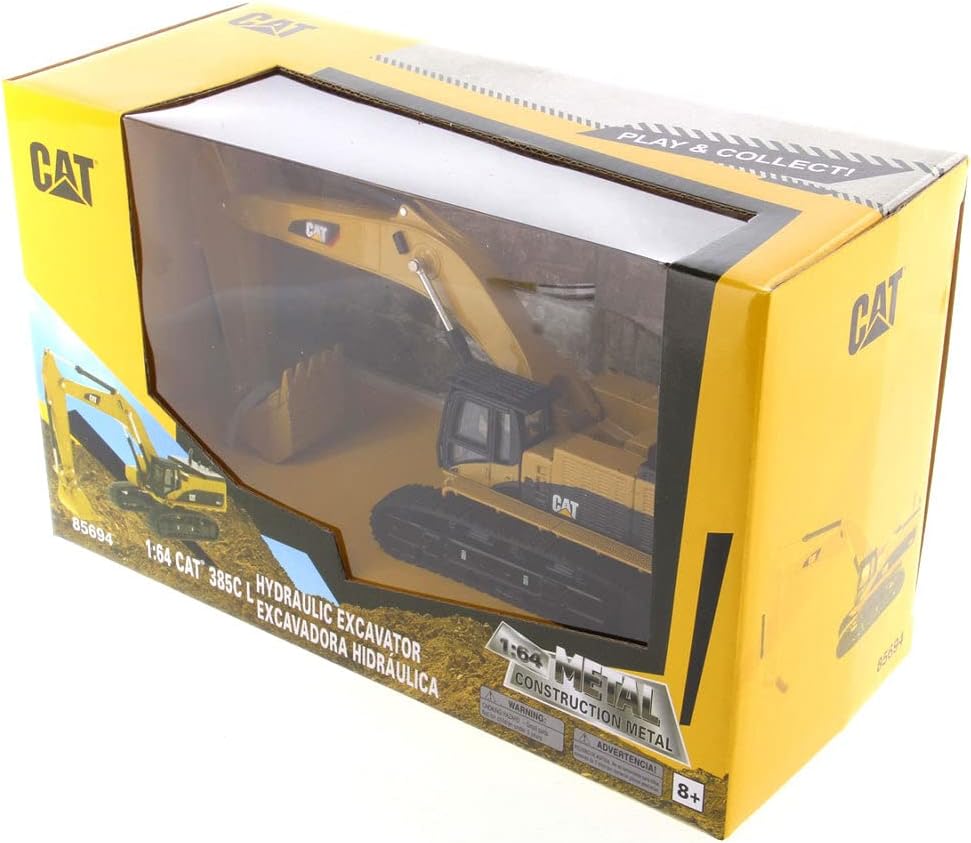 Diecast Masters 85694 - Caterpillar Kettenbagger 385C, detailgetreues CAT Baufahrzeug in Displayfens
