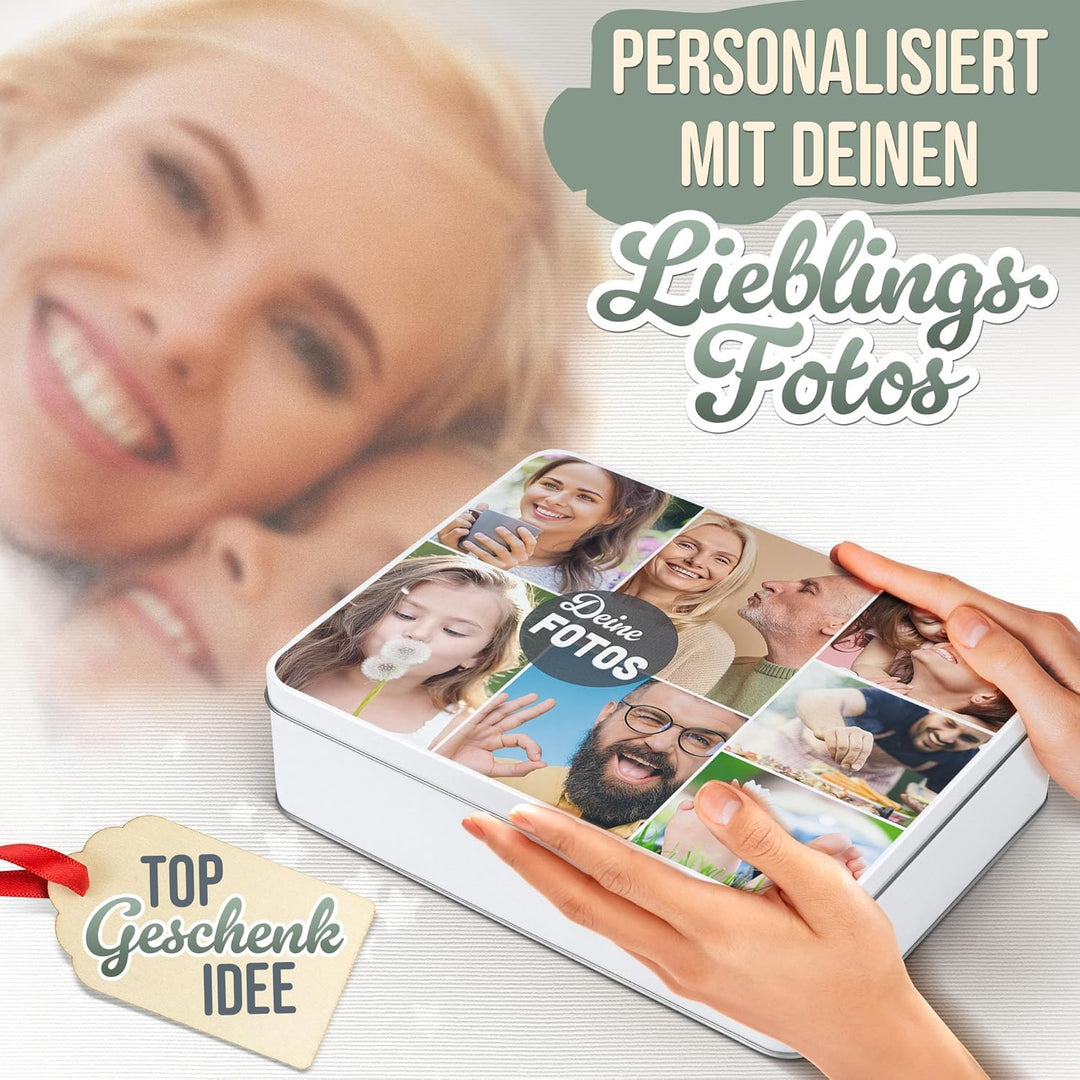 Print Royal PR Geschenkdose zum selbst gestalten mit Collage für 7 Fotos - Blechdose bedrucken, Pers