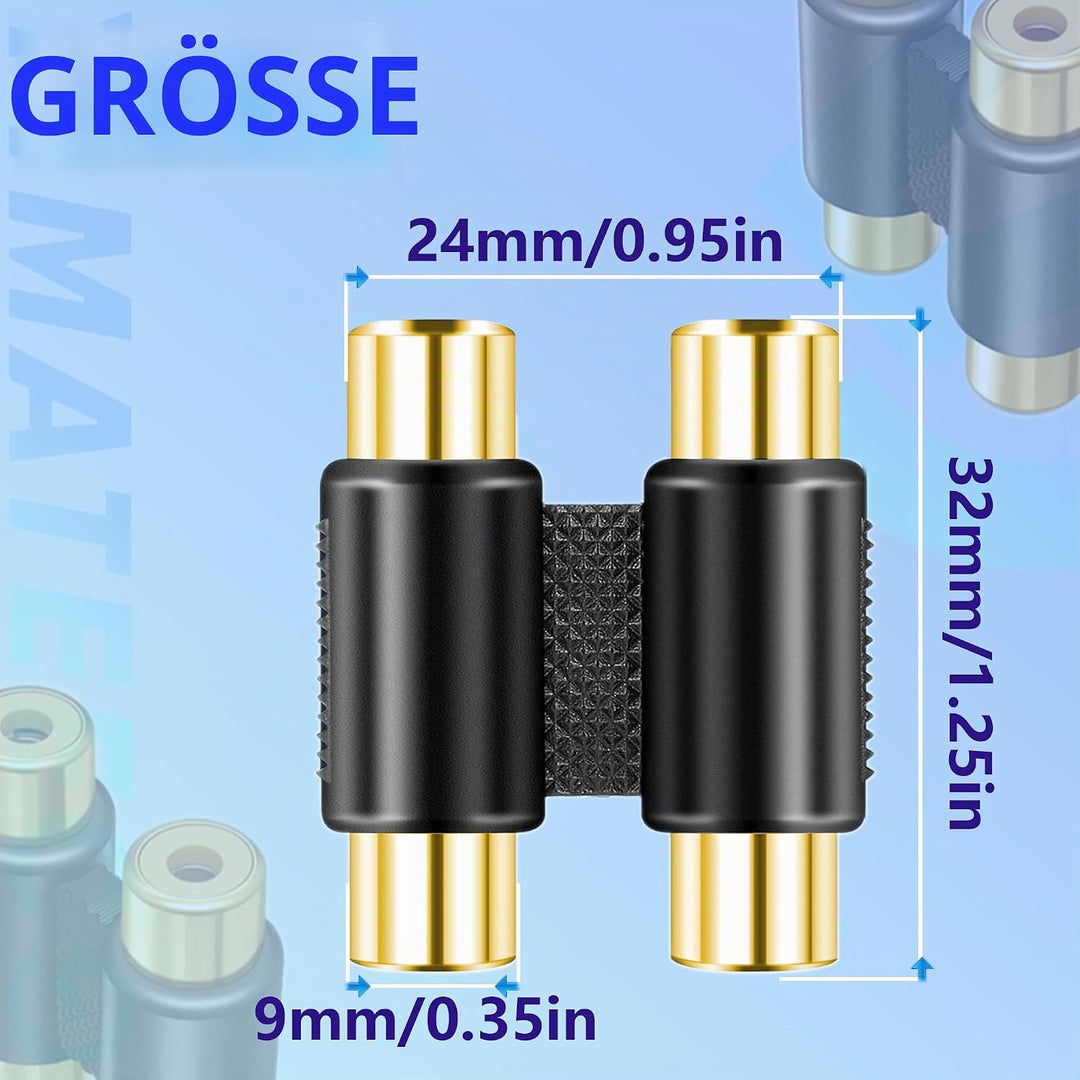 Cinch Koppler RCA Doppel Kupplung, 5 STK Cinch Buchse auf Buchse Kupplung 2 kanäle Adapterstecker Au