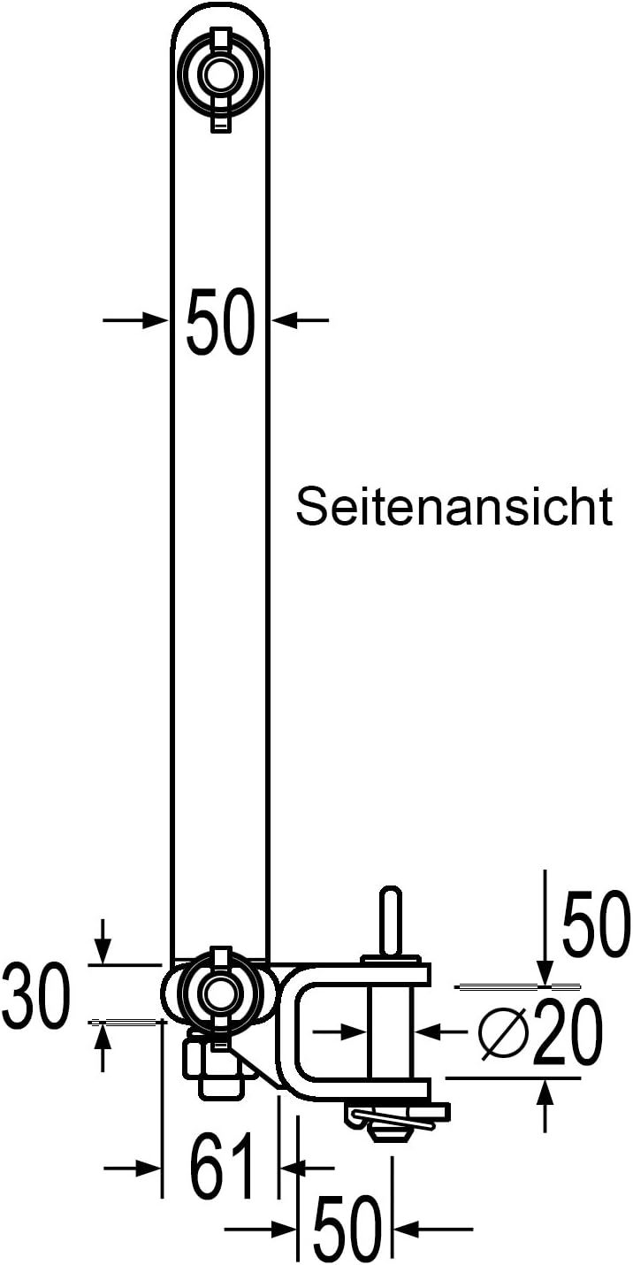Ackerschiene Dreipunkt-Aufhängung Kat. 1 – verdrehsicher bis 2,5 t – mit Kugelkopfbolzen & Anhänger-