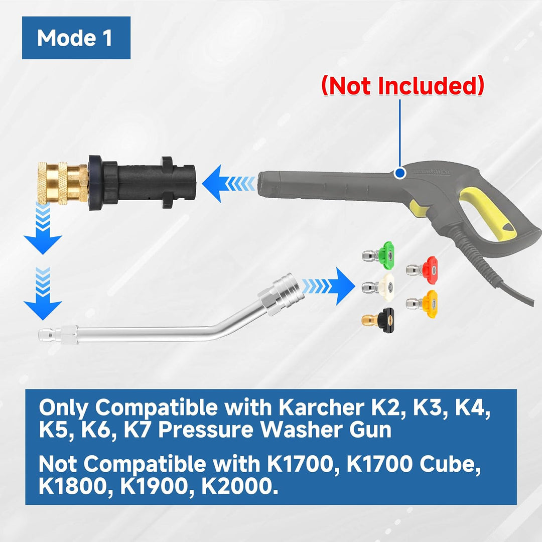 M MINGLE Hochdruckreiniger-Verlängerungslanze mit Adapter, kompatibel mit Karcher K-Serie (K2-K7), D