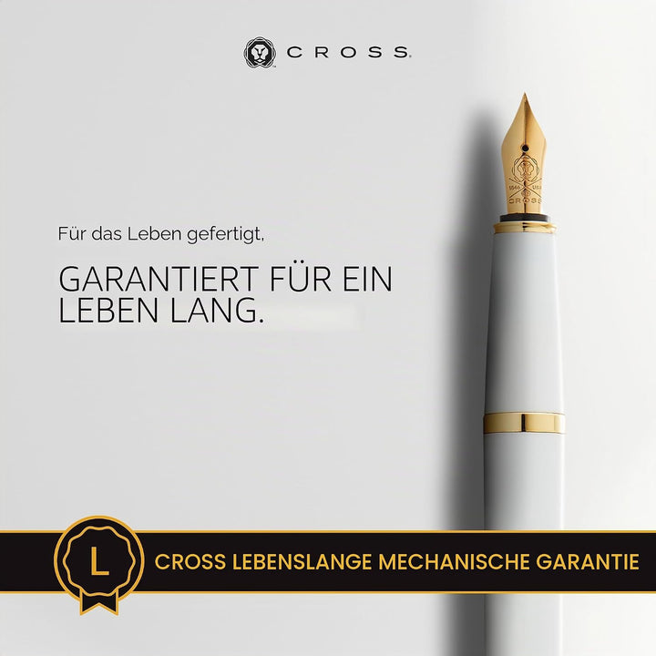 Cross Bailey Light Füllfederhalter (Federstärke M, inkl. Geschenkverpackung) Weiss-Lack mit goldfarb