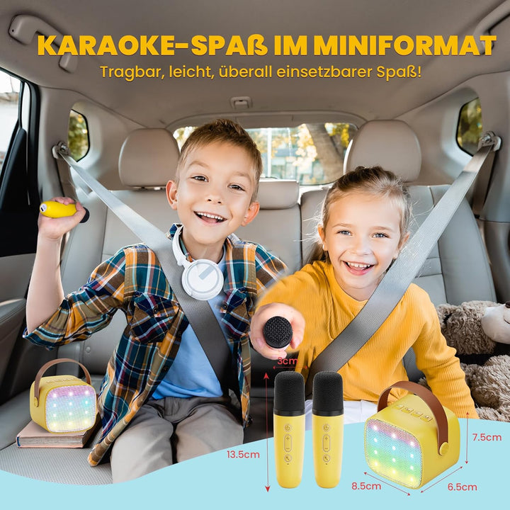 Karaoke Maschine Kinder mit 2 Mikrofonen: [Premiumversion] Mini Karaoke Maschine, Geschenk für Mädch