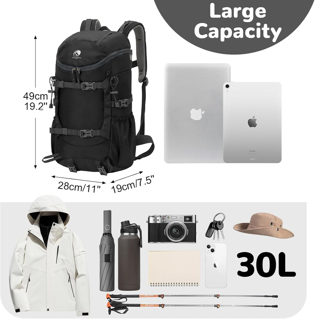30L Leicht Wanderrucksack Herren Damen, Multifunktional Reiserucksack mit Skateboard Gurte, Tagesruc