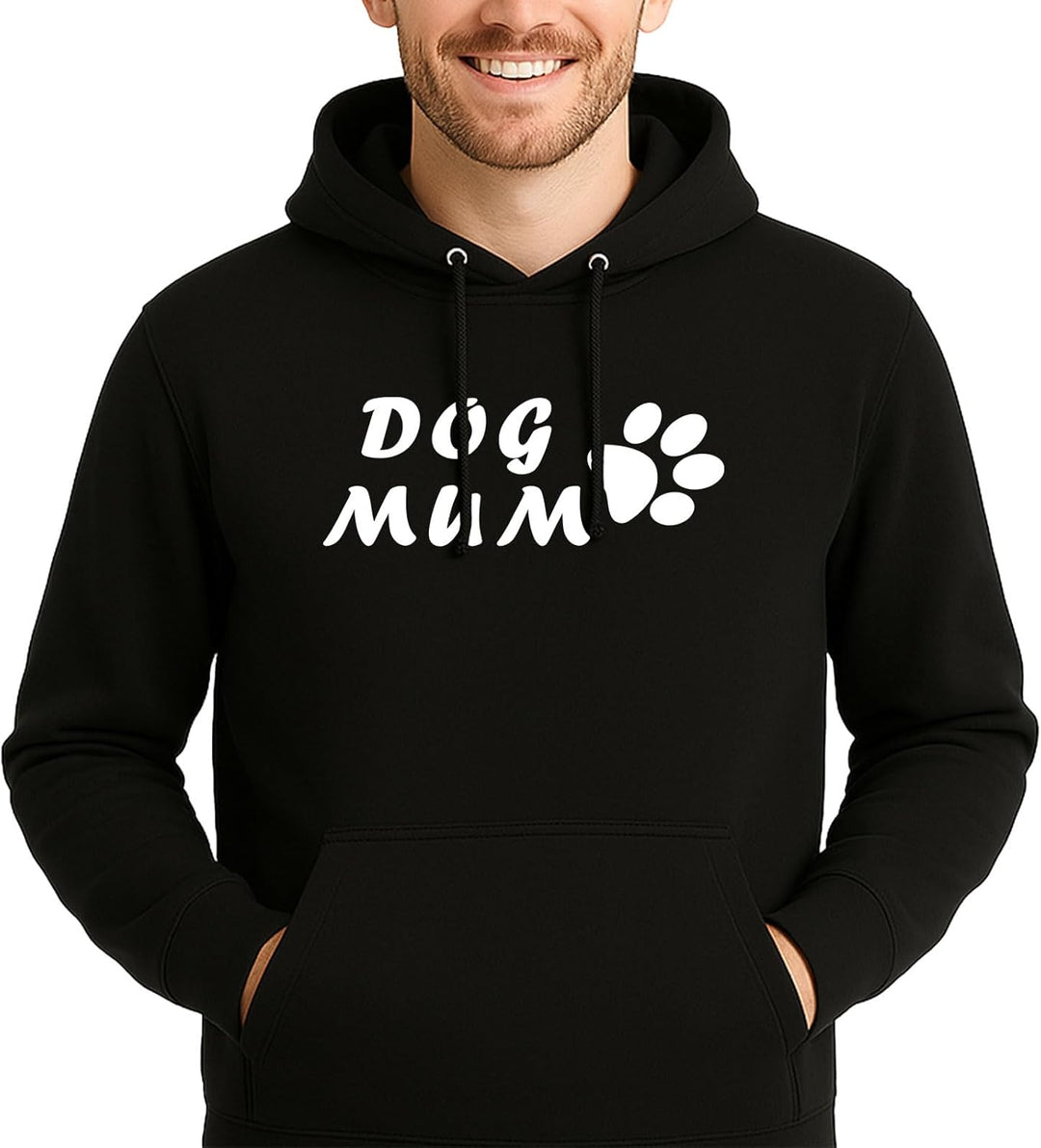 huuraa Unisex Hoodie Dog Mum Tapse Pullover Vegan Grösse 3XL Deep Black mit Motiv für alle Hundemens