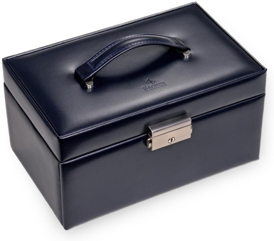 Schmuckkasten Elly florage/navy (Leder)