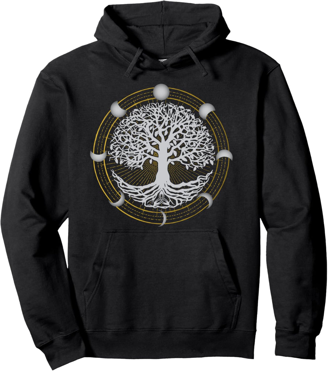 Mondphasen Yggdrasil Baum Weltesche Mythologie Weltenbaum Pullover Hoodie