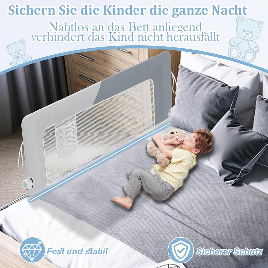 XMTECH 1st Bettgitter 150 cm Bettschutzgitter Kinderbettgitter für Kinder, Rausfallschutz Bett Babyb