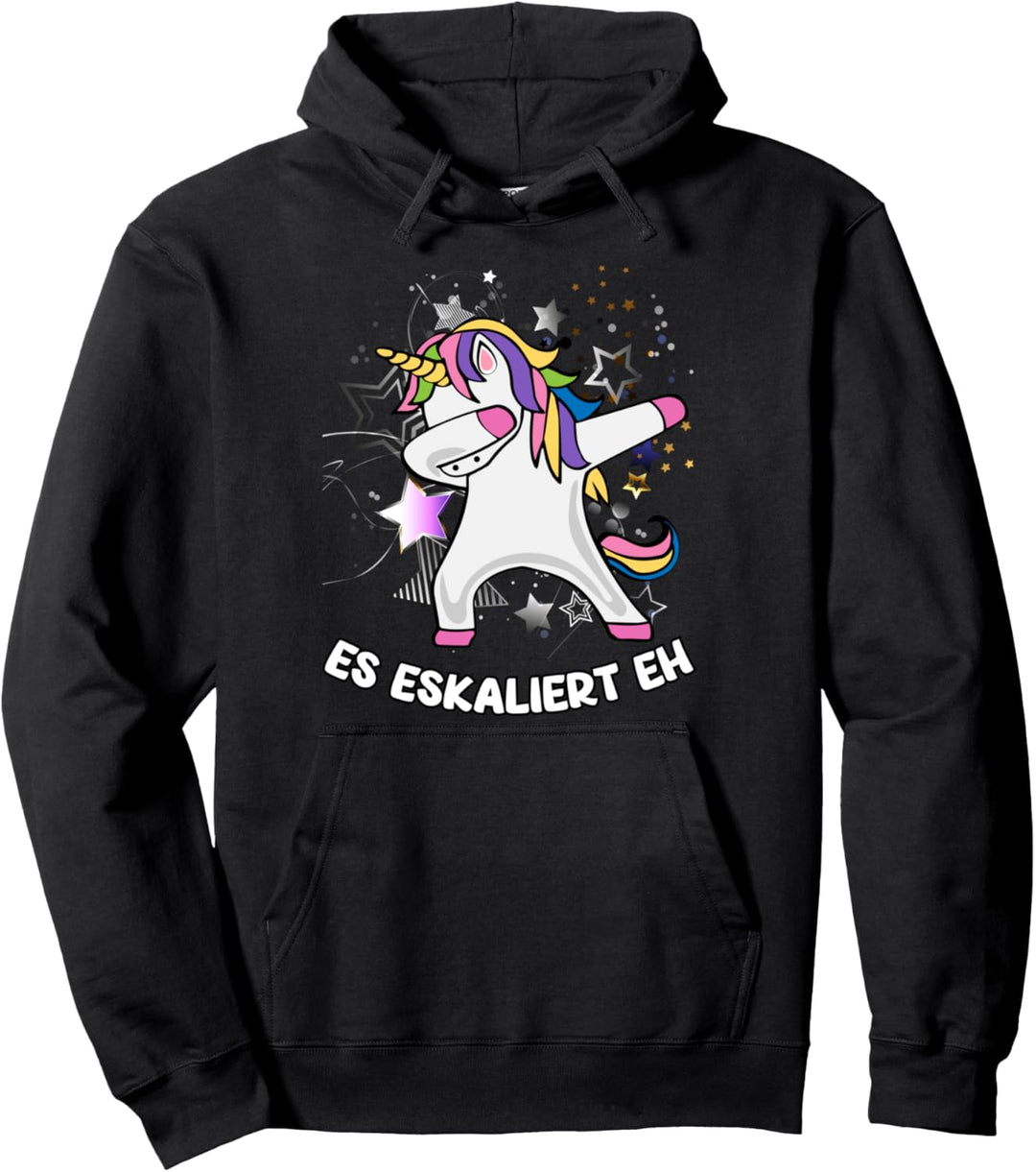 "Es eskaliert eh" Dab Einhorn Dabbing Unicorn Humor Party Pullover Hoodie