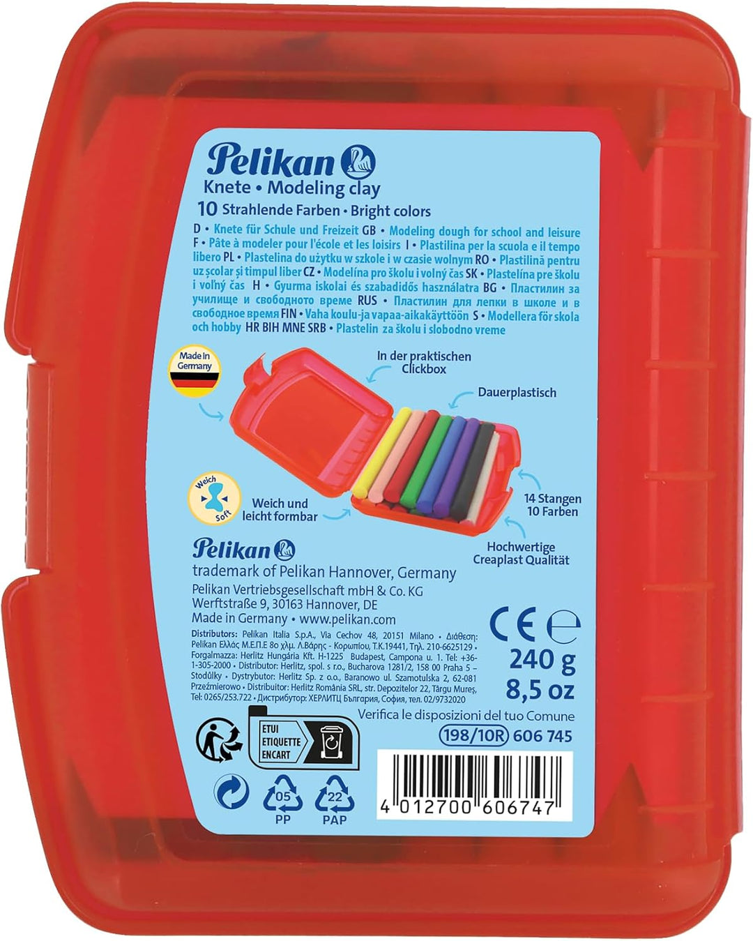 Pelikan 2056080 198/9R Modelliermassen Kinderknete Creaplast, 300g, rot (3er Pack rot), 3er Pack rot