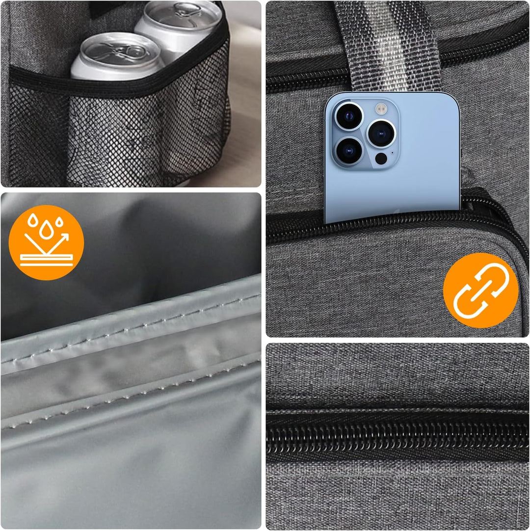 Kühltasche 15L, Kühltasche Klein Faltbar, Lunchtasche Herren Damen, Thermotasche für Büro Camping Pi
