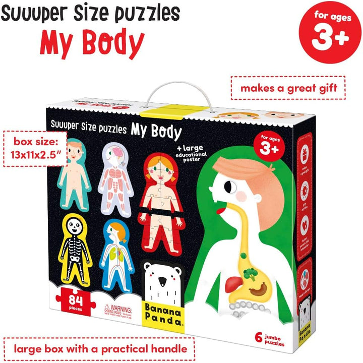 Banana Panda - Suuuper Size Puzzles My Body - Set mit 6 grossen Bodenpuzzles zum Lernen für Kinder a
