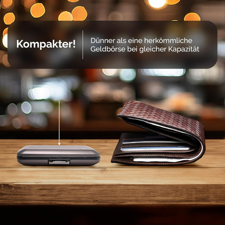 ÖGON Smart Wallets - Geldbörse aus Aluminium Stockholm V2 – Verschluss aus Metall – RFID-Kartenhalte