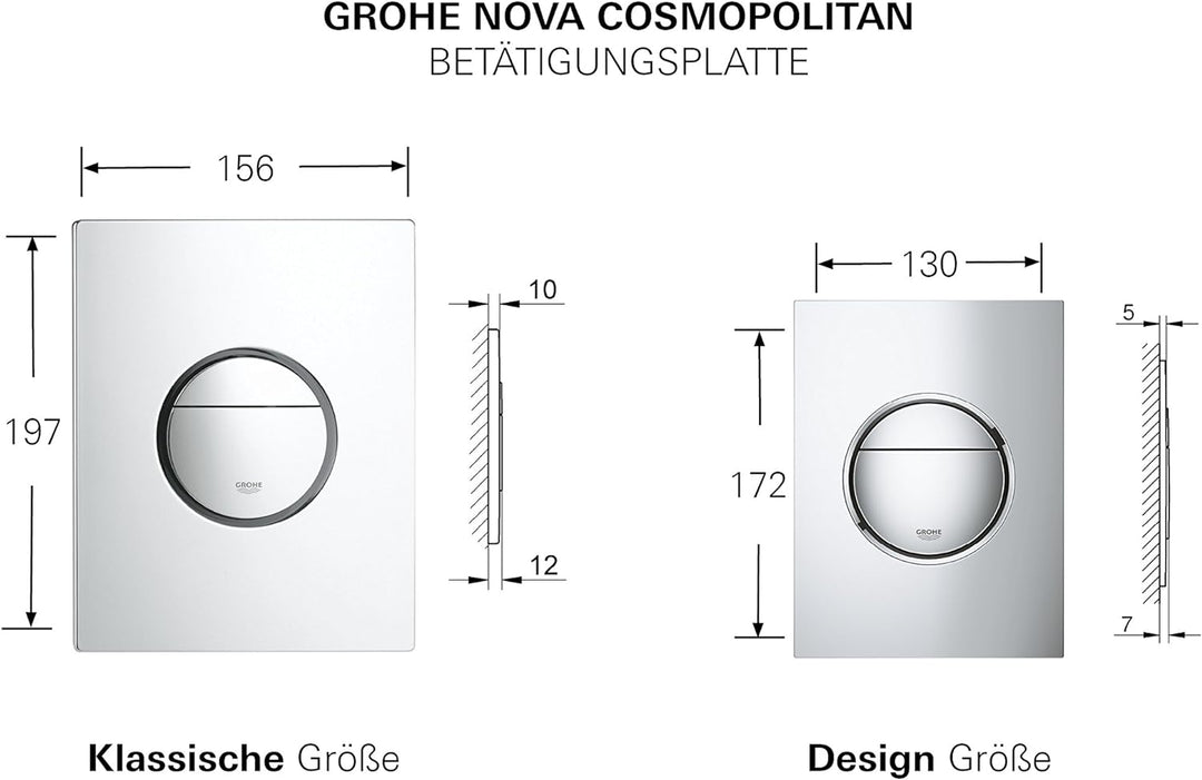 GROHE Nova Cosmopolitan Abdeckplatte 38765SH0, Klassische Grösse Klassische Grösse Alpinweiss, Klass