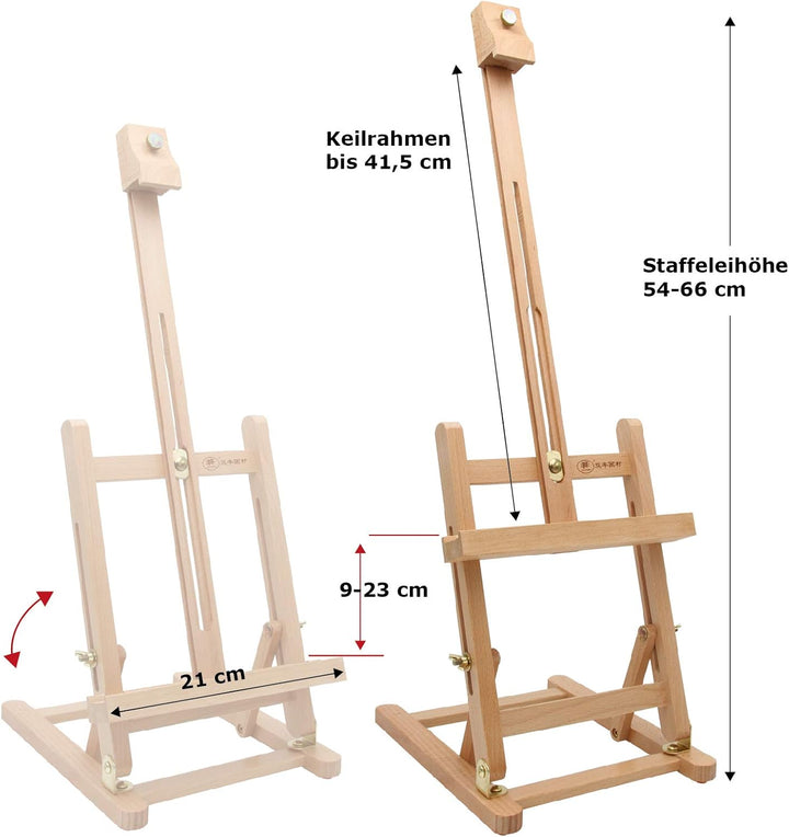 Paintersisters T-40 TISCHSTAFFELEI 65cm Buchenholz FSC® für Keilrahmen bis 40 cm, Sitzstaffelei, Mal
