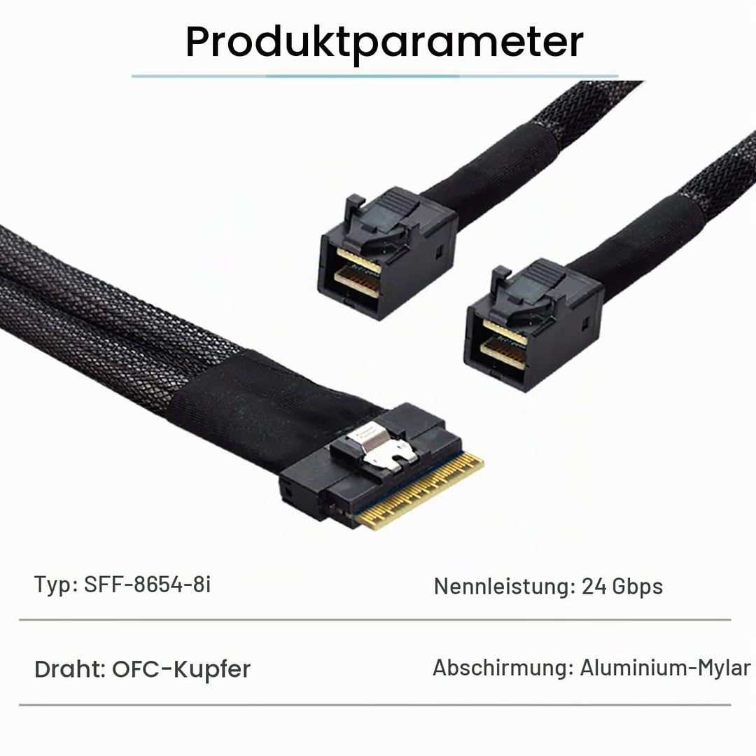 cablecc PCI-E Ultraport Slimline SAS Slim 4.0 SFF-8654 8i 74pin auf Dual SFF-8643 4i Mini SAS HD Kab