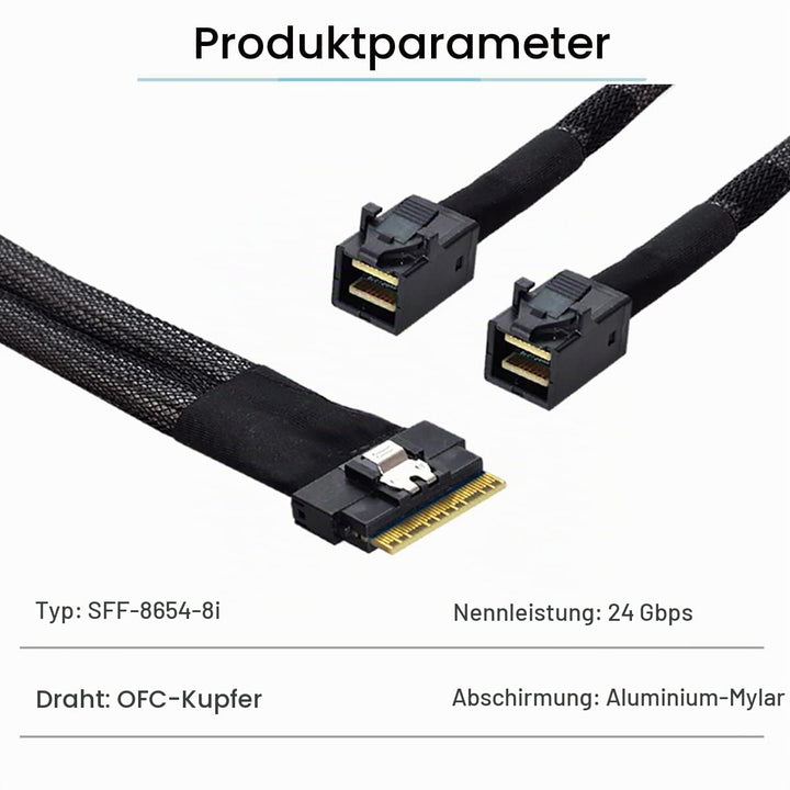 cablecc PCI-E Ultraport Slimline SAS Slim 4.0 SFF-8654 8i 74pin auf Dual SFF-8643 4i Mini SAS HD Kab