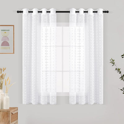 Joywell Gardinen Wohnzimmer Vorhang Stores Gardineschals Voile Pompons Fertigvorhang halbtransparent