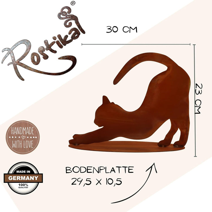 Rostikal Rost Katze Stehend 23 cm - Ausgefallene Katzenfigur, Gartendeko für Draussen Wetterfest, De