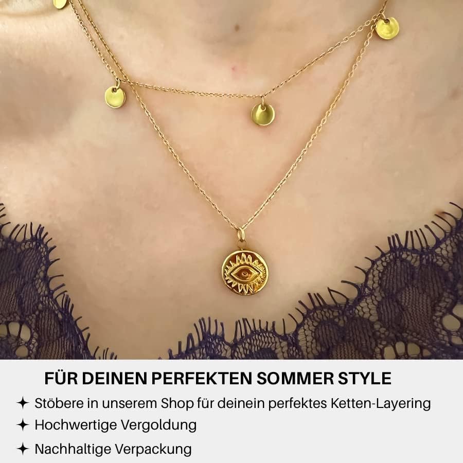 Beach to the City Kette Gold mit Anhängern, Damen aus langlebigem Edelstahl, Wasserfester Schmuck 43