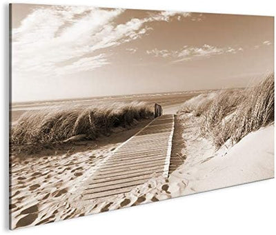 islandburner Bild Bilder auf Leinwand Strand Sepia Nordseestrand Langeoog 1p XXL Poster Leinwandbild