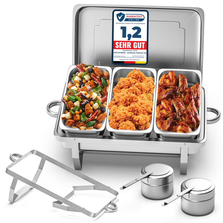 MEISTERWERK Warmhaltebehälter Essen (1er Set) - Erstklassiger 410 Edelstahl Chafing Dish - Warmhalte