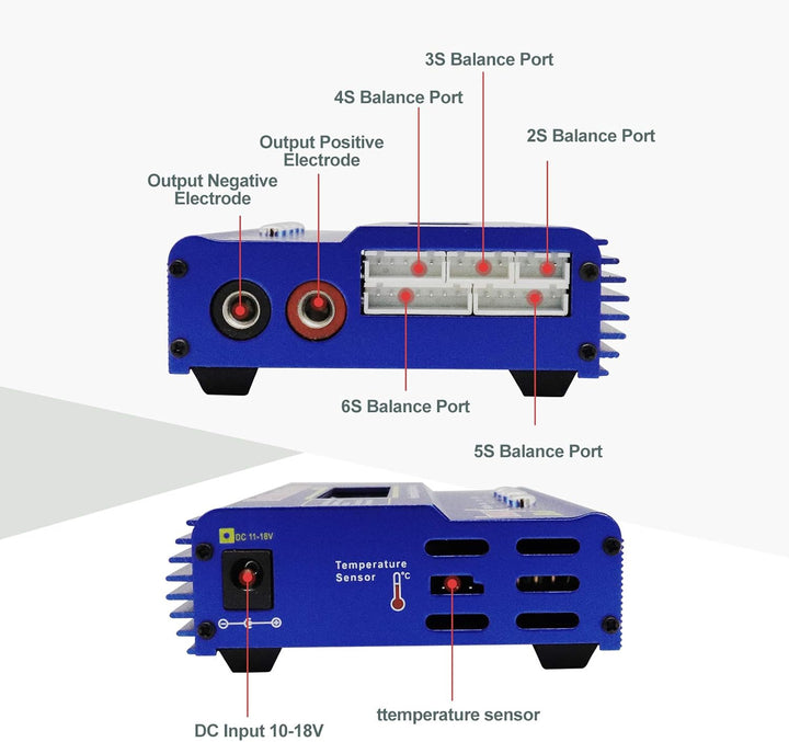 RUIZHI Lipo Ladegerät, 80W 6A Professional Balance High Power Ladegerät fü für LiPo/Li-Ion/Life (1-6