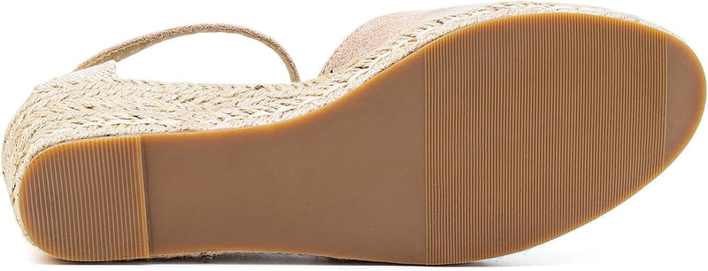 Hitmars Espadrilles Keilsandalen Damen Elegant 6 CM Grösse EU 36-43 Sandalen 01 Beige 38 EU, Sandale