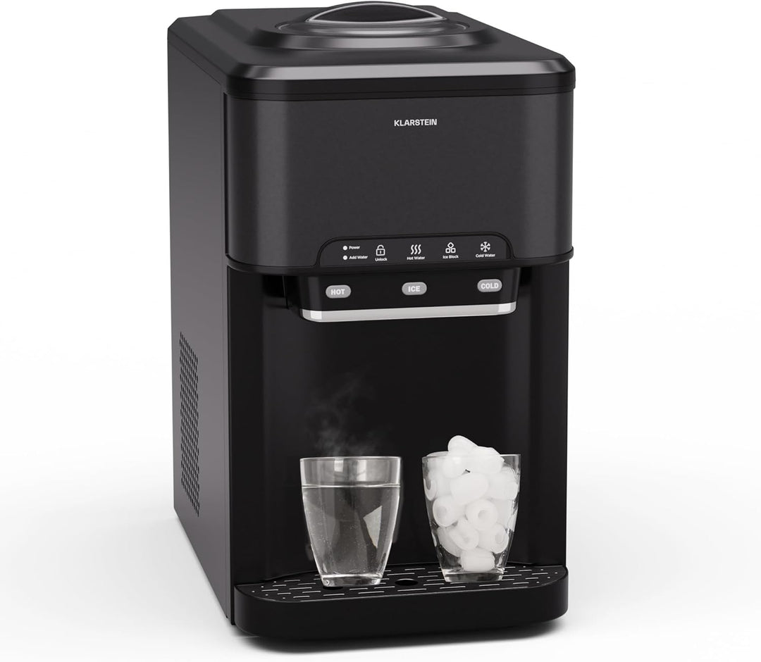 Klarstein Eiswürfelmaschine für Zuhause Camping Gastro, Schnelle Mini Eiswürfelmaschine Klein, Profi
