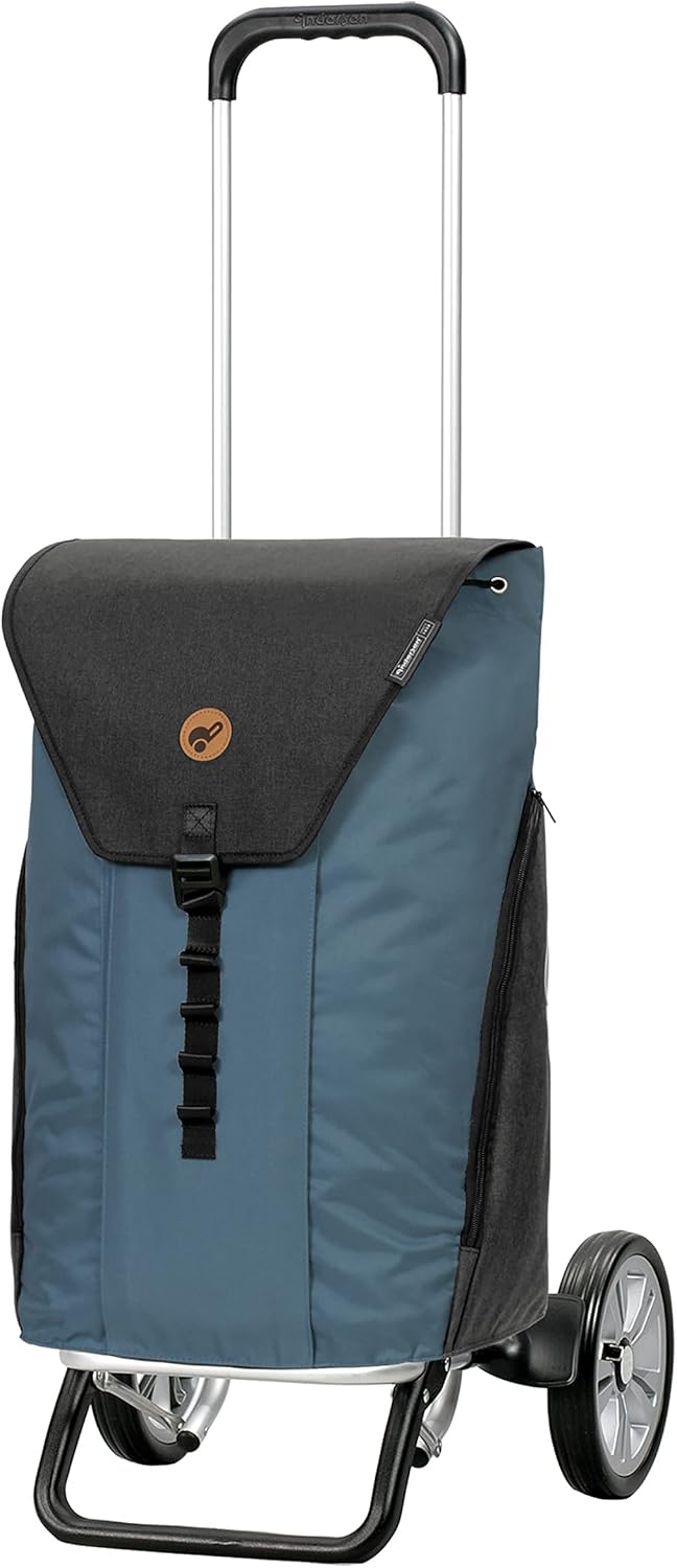 Andersen Shopper Alu Star höhenverstellbar mit Rad Ø 20 cm und 50 Liter Tasche Ture blau