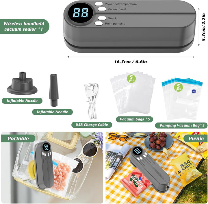 Mini Bag Versiegelung, Handheizheizung mit 3 Aussenanschlüssen Vakuumversiegelungsmaschine, tragbare