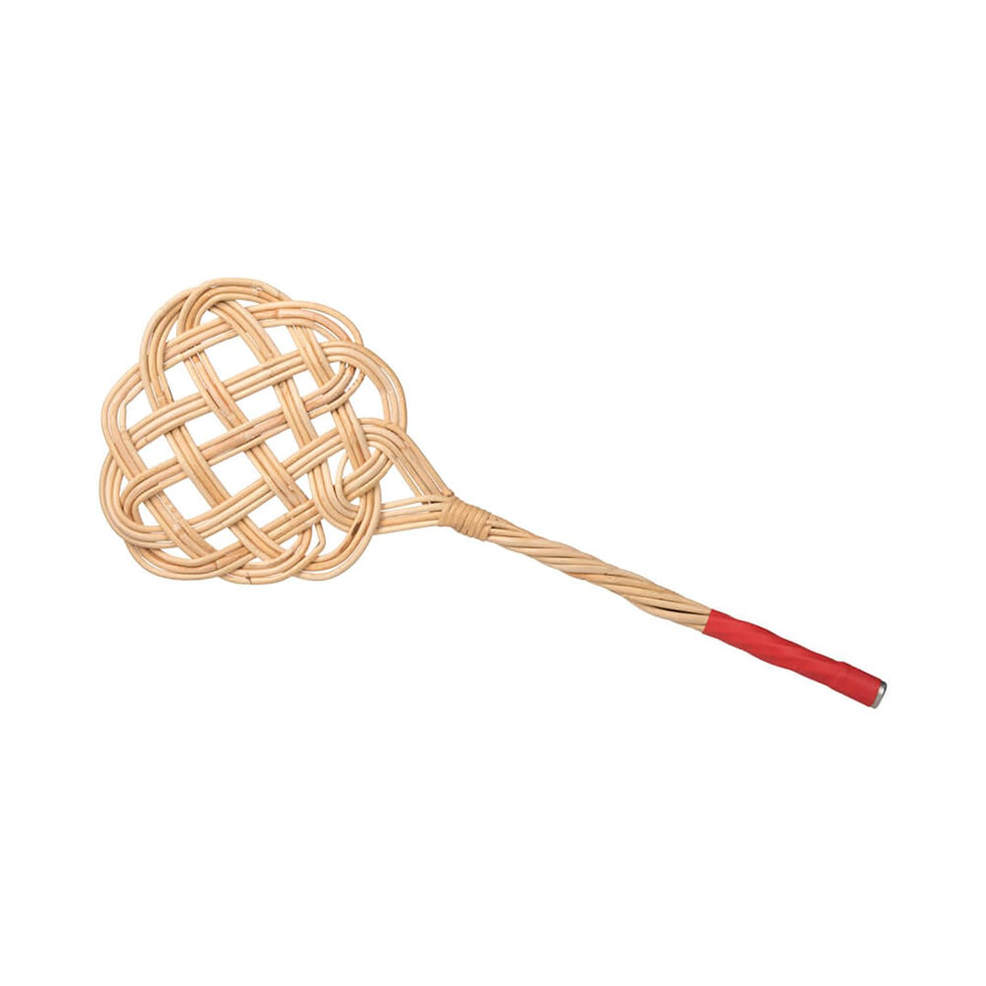Adam Schmidt | Teppichklopfer in Sonnenform mit Handschutz | 3-fädiges Natur Rattan | länglich hell