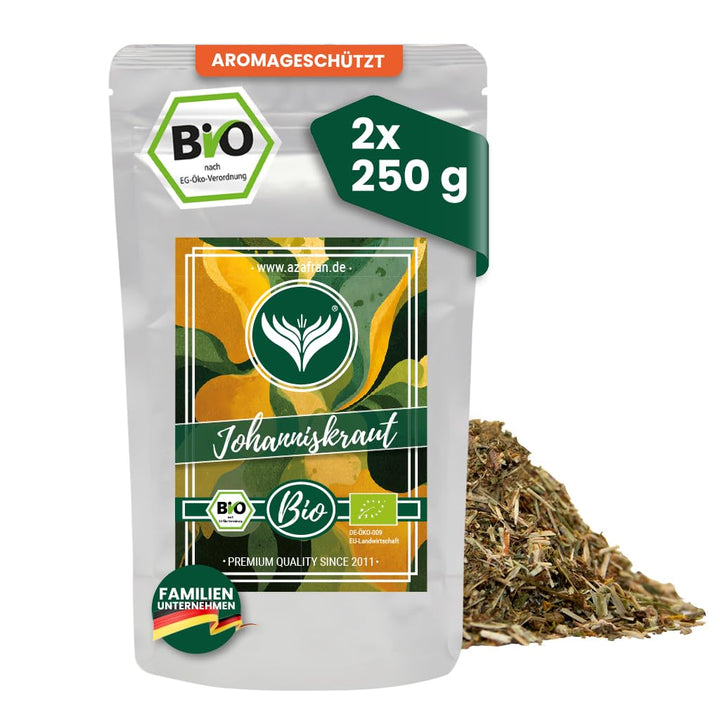 Azafran BIO Johanniskraut geschnitten, Für aromatischen Kräutertee 500g, 500g