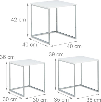 Relaxdays Beistelltische 3er Set, Couchtisch, Holz, Metall, Satztische, modernes Design, HxBxT: ca.