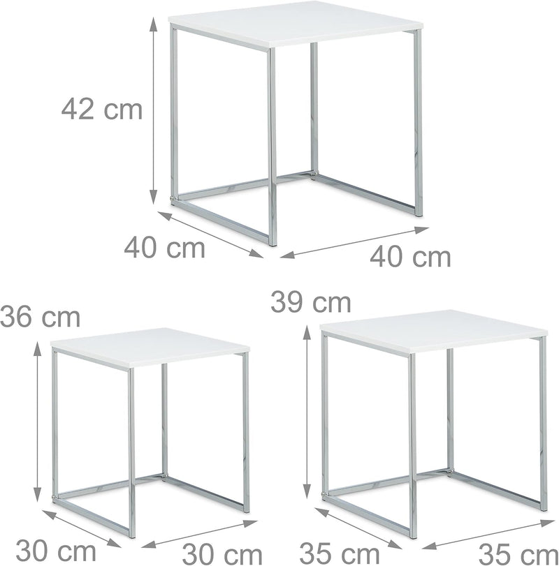 Relaxdays Beistelltische 3er Set, Couchtisch, Holz, Metall, Satztische, modernes Design, HxBxT: ca.