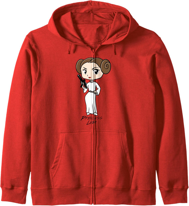 Star Wars Princess Leia Cartoon Blaster Up Kapuzenjacke