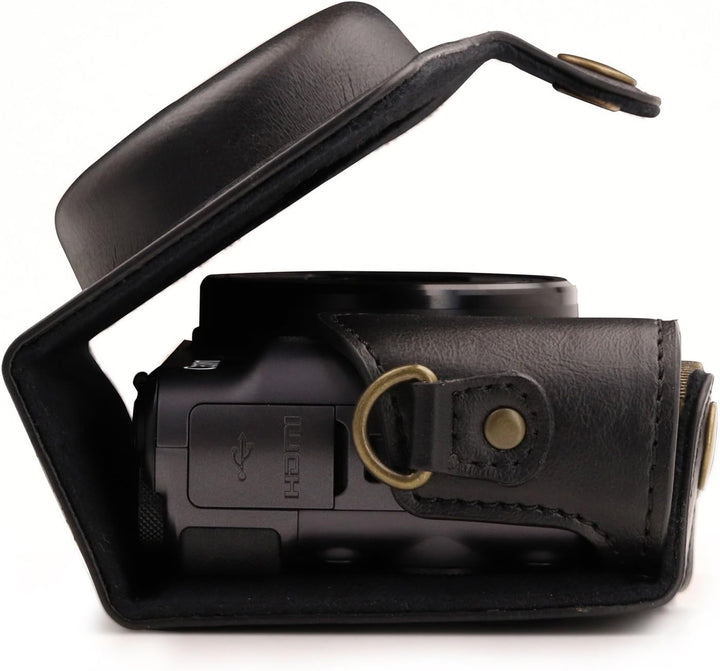 MegaGear MG1173 Canon PowerShot SX740 HS, SX730 HS Ever Ready Leder Kameratasche - Schwarz, Schwarz