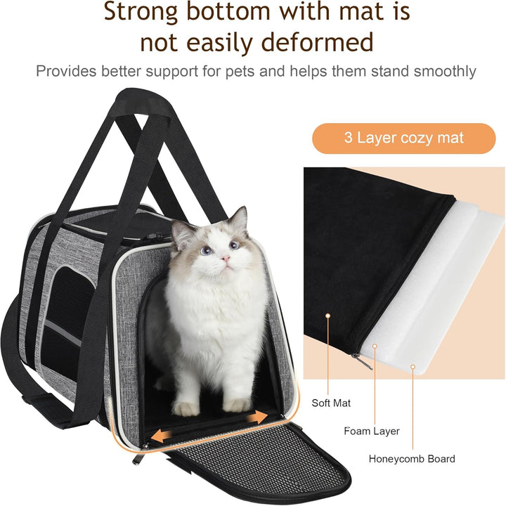 Katzen Transportboxen, Atmungsaktive und Faltbare Hundebox,Hundetasche Transportbox mit Verstellbare
