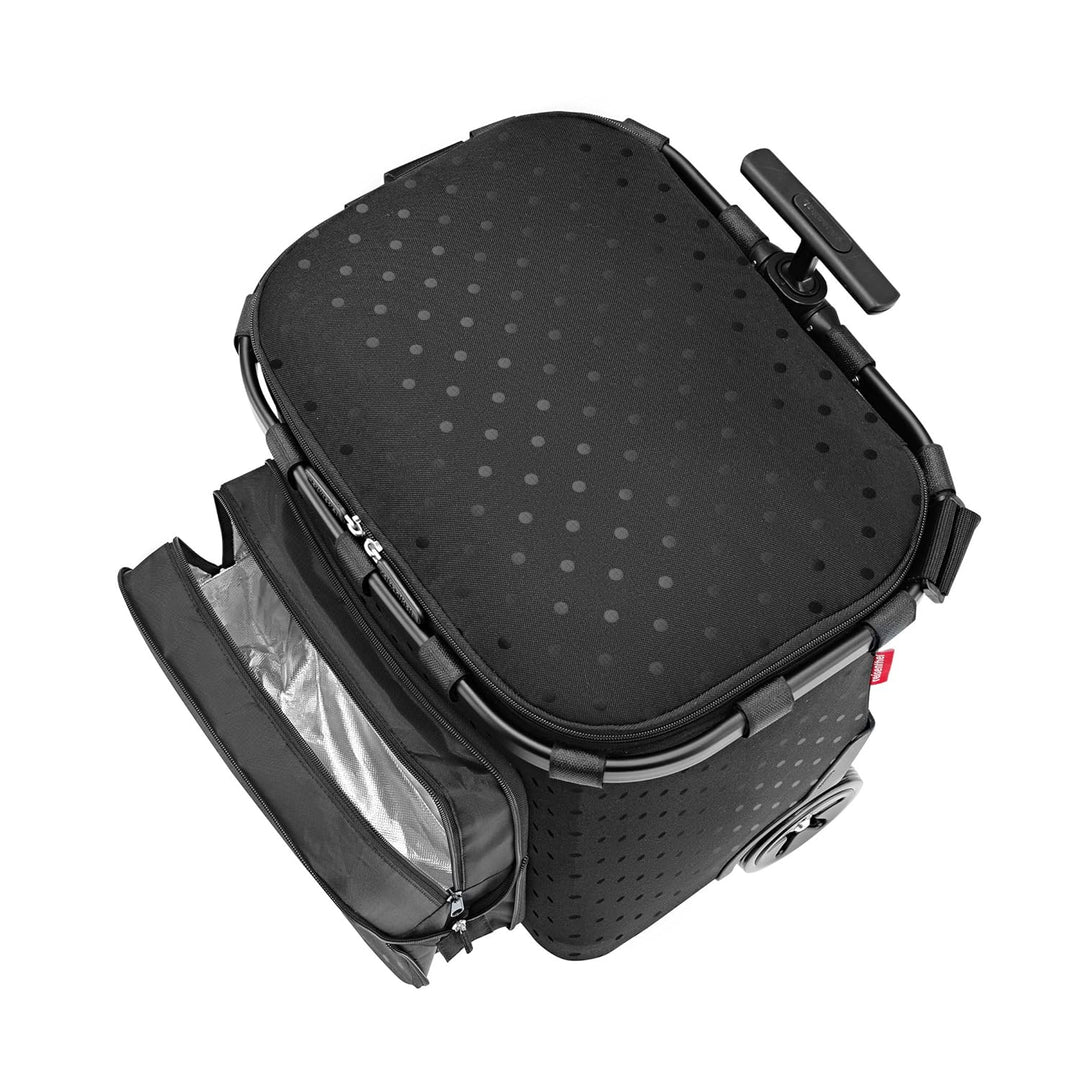 reisenthel carrycruiser Plus in Glossy dots Black – Tragbarer Einkaufstrolley mit Kühlfach, Schulter