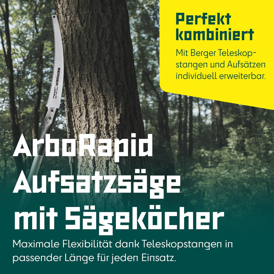 Berger ArboRapid Set 63813 Aufsatzsäge, Länge: 33 cm Sägenaufsatz für Teleskopstangen für Äste inkl.