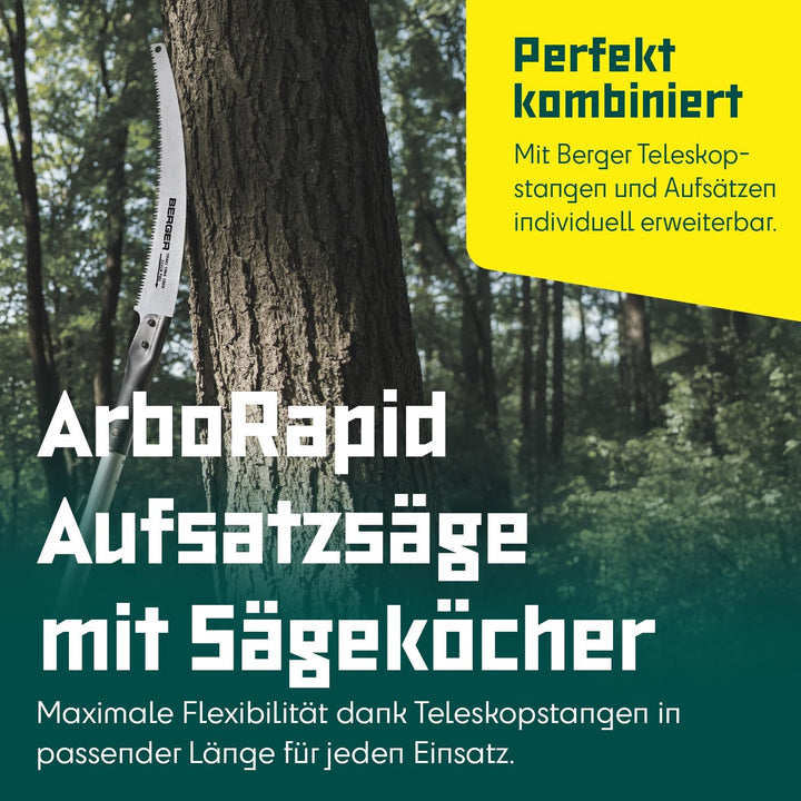 Berger ArboRapid Set 63813 Aufsatzsäge, Länge: 33 cm Sägenaufsatz für Teleskopstangen für Äste inkl.