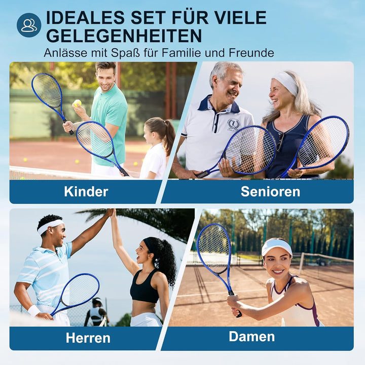 HIRALIY Tennisschläger-Set für Erwachsene, 68,6 cm, vorbespannte Tennisschläger für 2 Spieler, 2 Ove