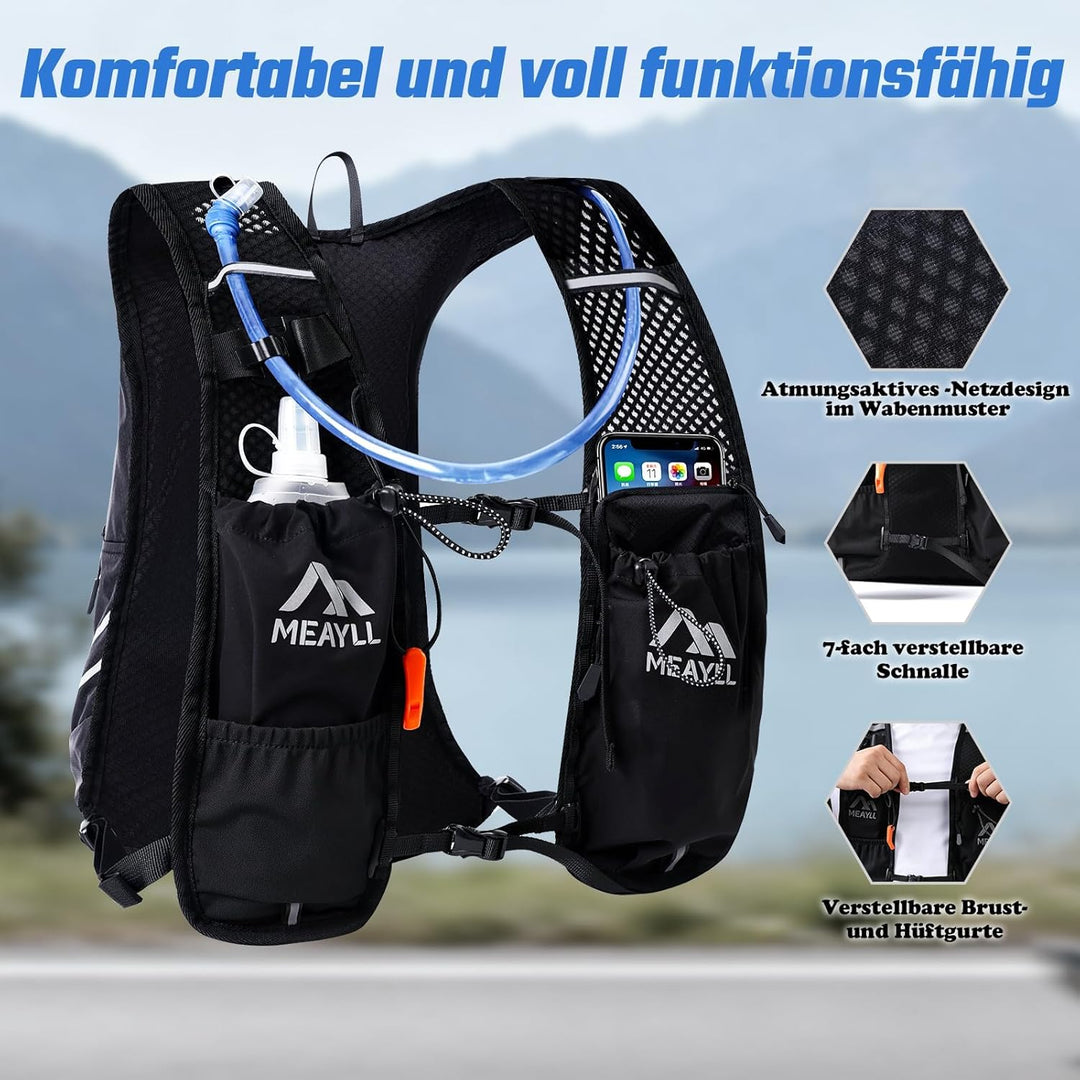 Laufweste für Damen & Herren mit 500 ml TPU Trinkflasche – Leichter und bequemer Laufrucksack, 7 L V