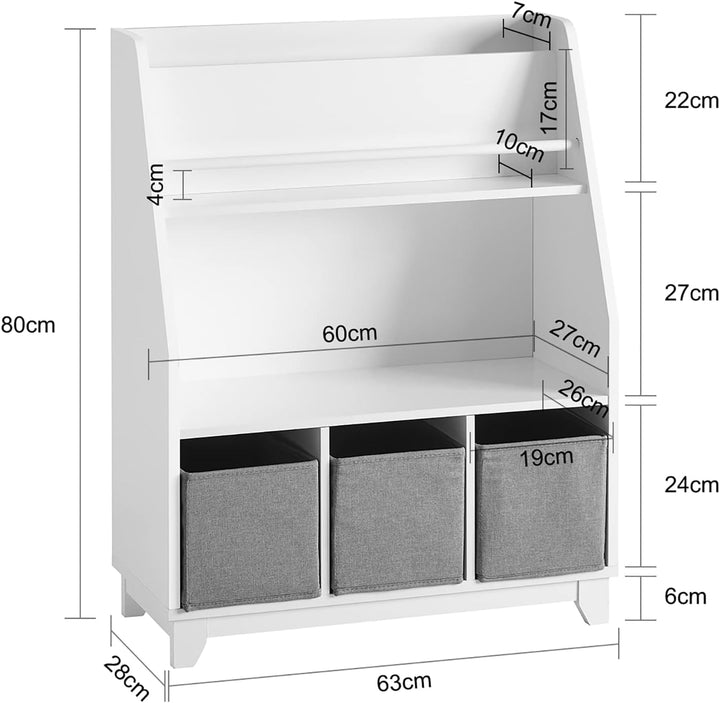 SoBuy Bücherregal Kinder Regal Kinderzimmer mit Ablagefächern und 3 Boxen Kinderregal Montessori Spi