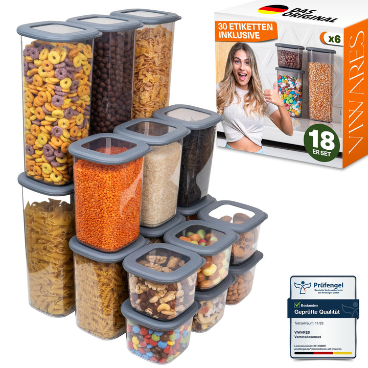 Viwares Vorratsdosen mit Deckel Luftdicht | 18er Vorratsbehälter Set | BPA-FREI | Zur Müsli Mehl und