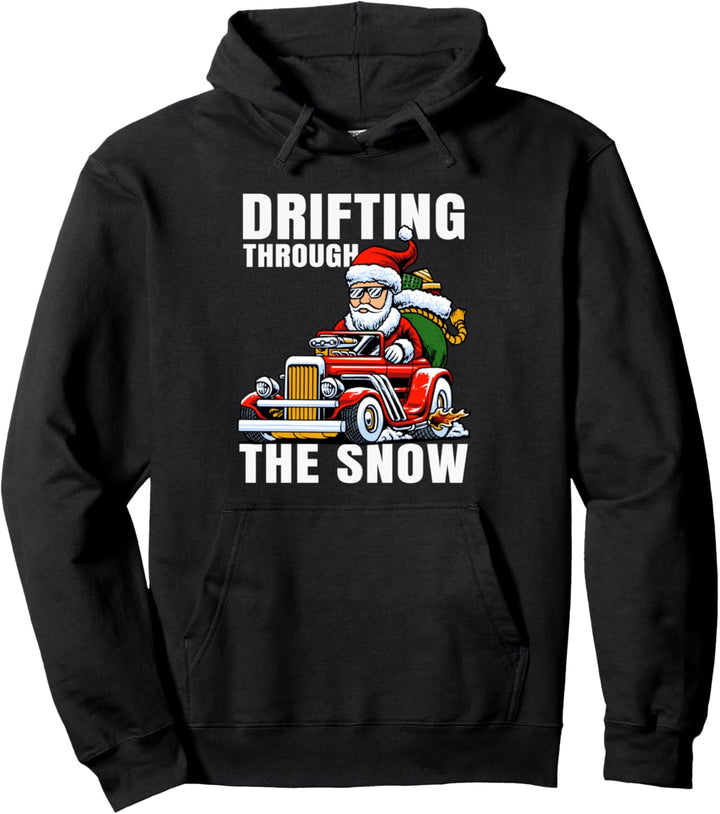 Lustiger Weihnachtsmann zum Autofahren durch den Schnee Pullover Hoodie