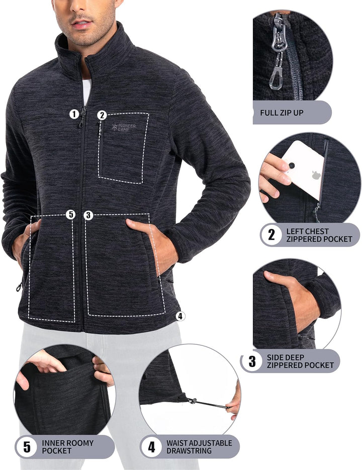 Pioneer Camp Herren Fleecejacke Full Zip Outdoor Polar Leicht Winddicht Jacke mit Reissverschluss S