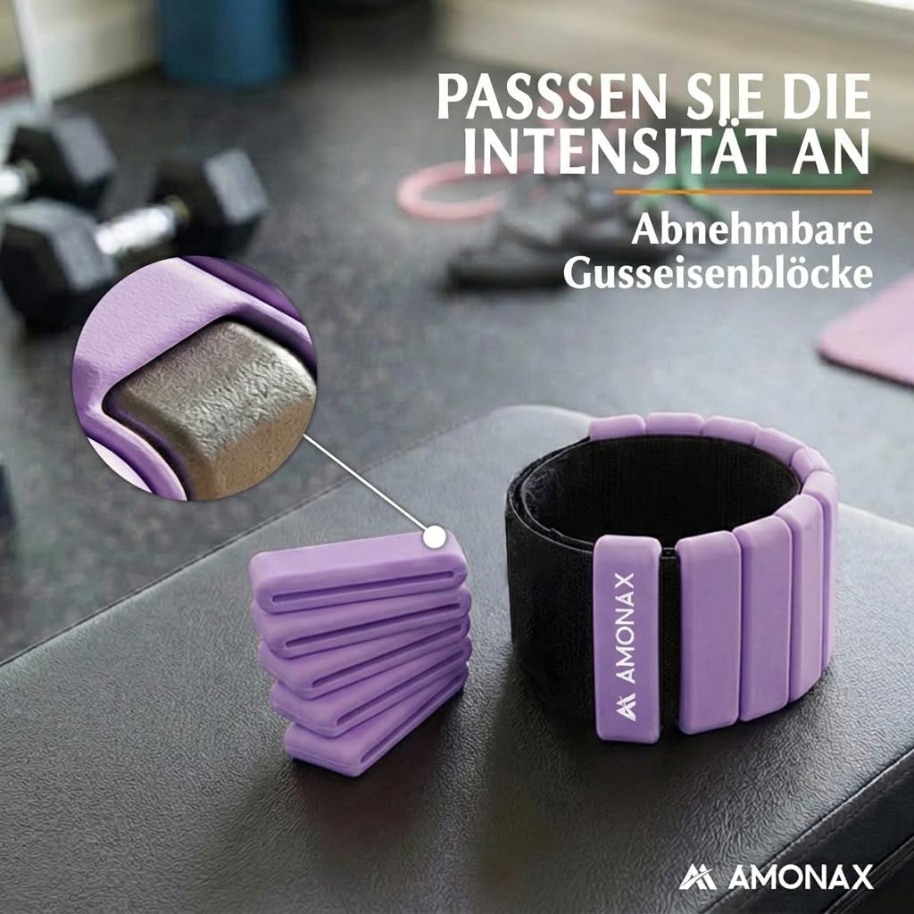 Amonax Gewichtsmanschetten Ankle Weights Set, Fitness Gewichte Für Beine Und Arme, 2x0,5kg Gewichte