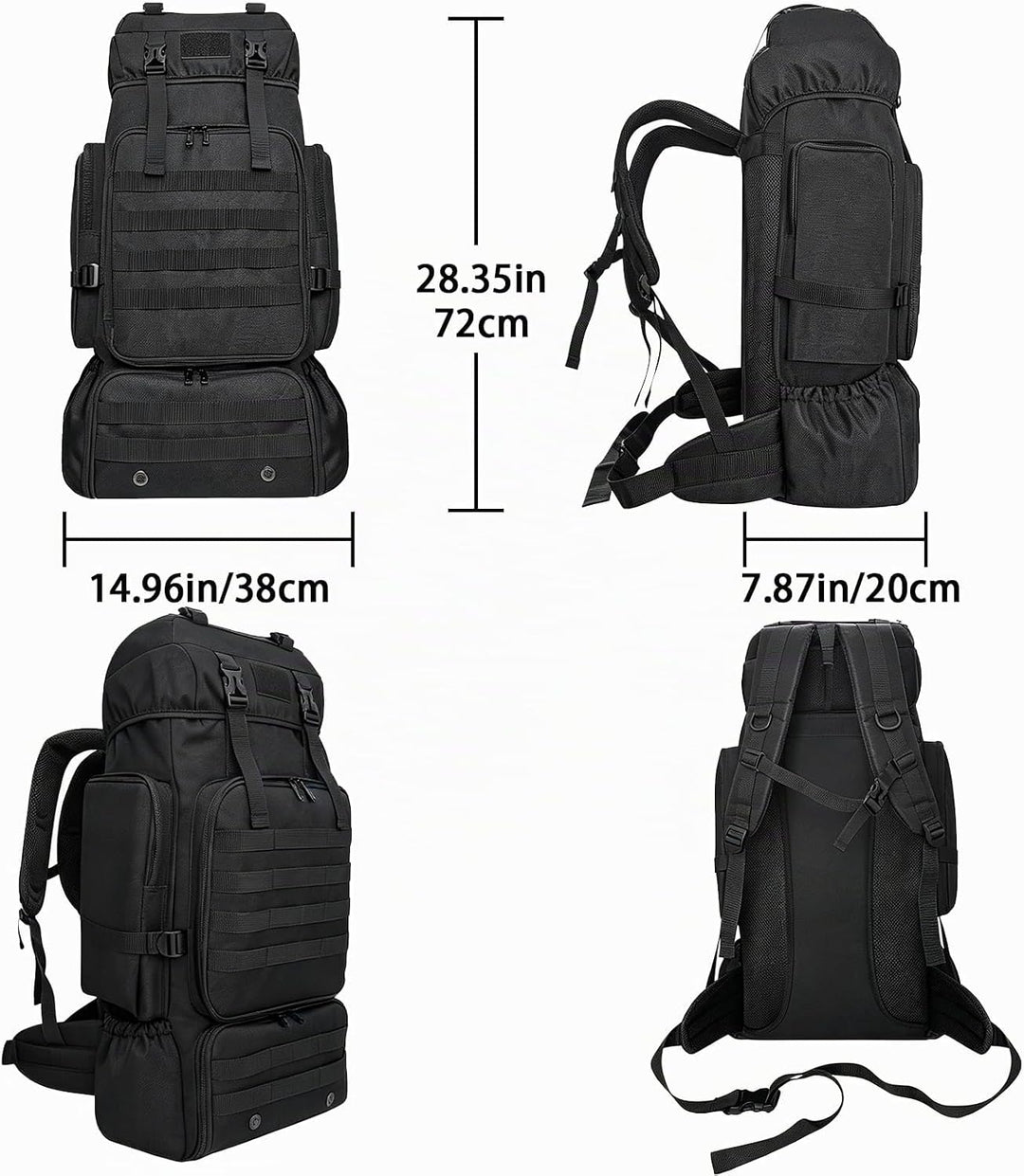 80L Wanderrucksack Trekking Camping Rucksack mit Schuhtasche für Herren Damen, wasserabweisend Extra